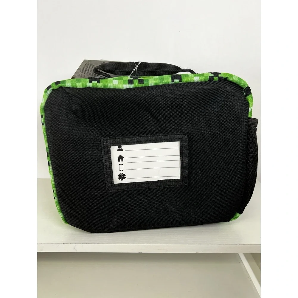 Minecraft Adventure Mode Flashing Lights Insulated Lunch Bag Green Black
